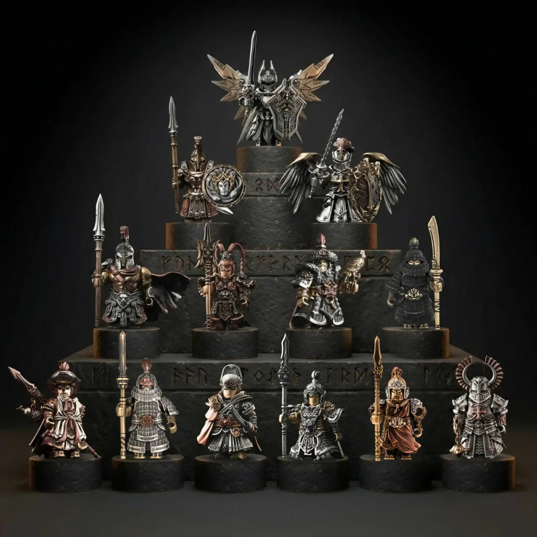 Complete Knight Set- Mini Metal Figurine Collection Set, Magnetic Detachable