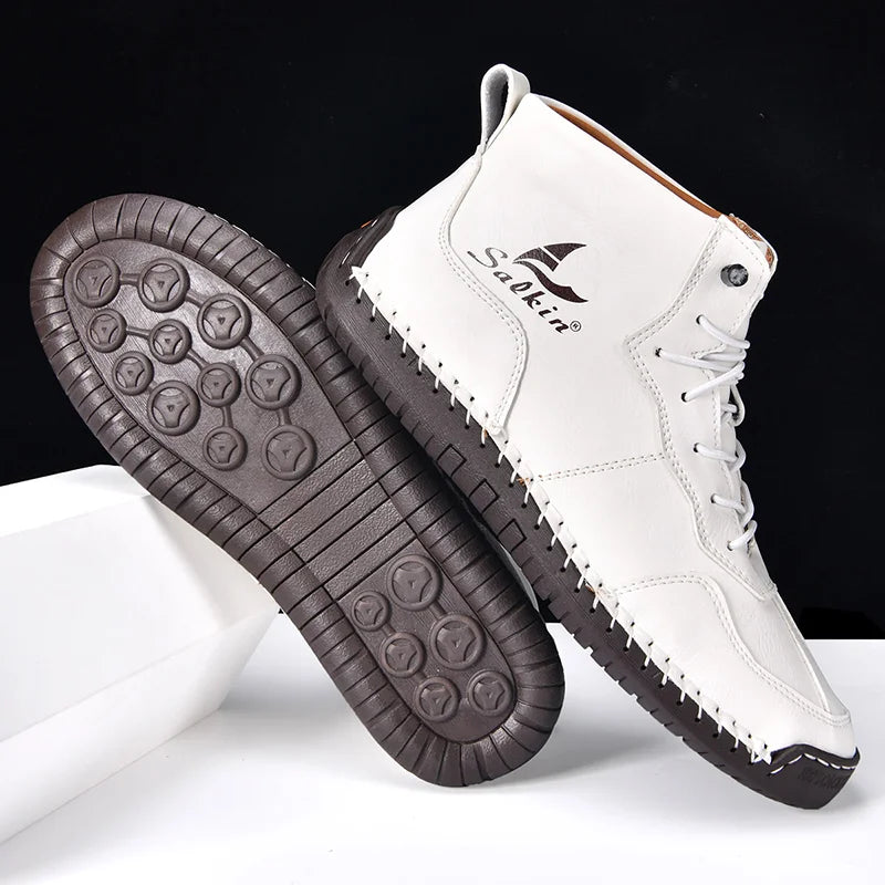 Men's Leather Boots – Waterproof, Comfortable & Arch Support Work Shoes