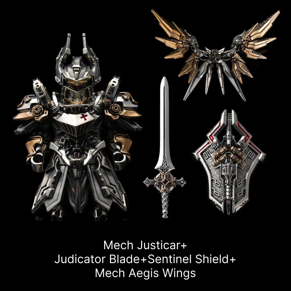 Mech Justicar Magnetic Detachable Medieval Bronze Knight Figurine – Mini Armor Warrior Collectible Statue