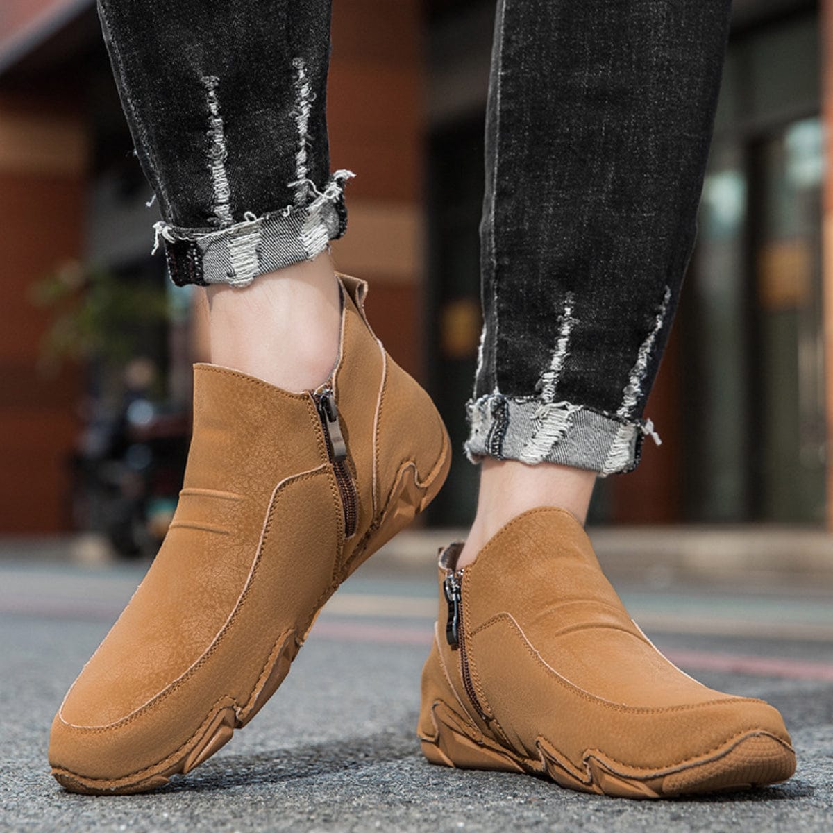Men's Leather Outdoor Shoes Comfortable, Durable, and Stylish Slip-On Design for All Activities