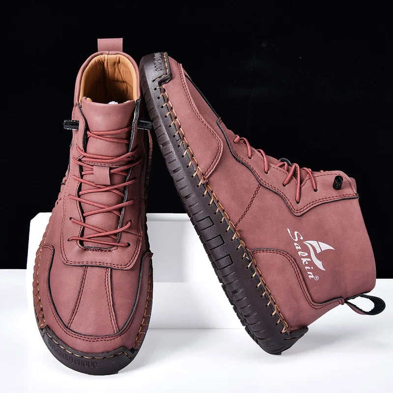 Men's Leather Boots – Waterproof, Comfortable & Arch Support Work Shoes