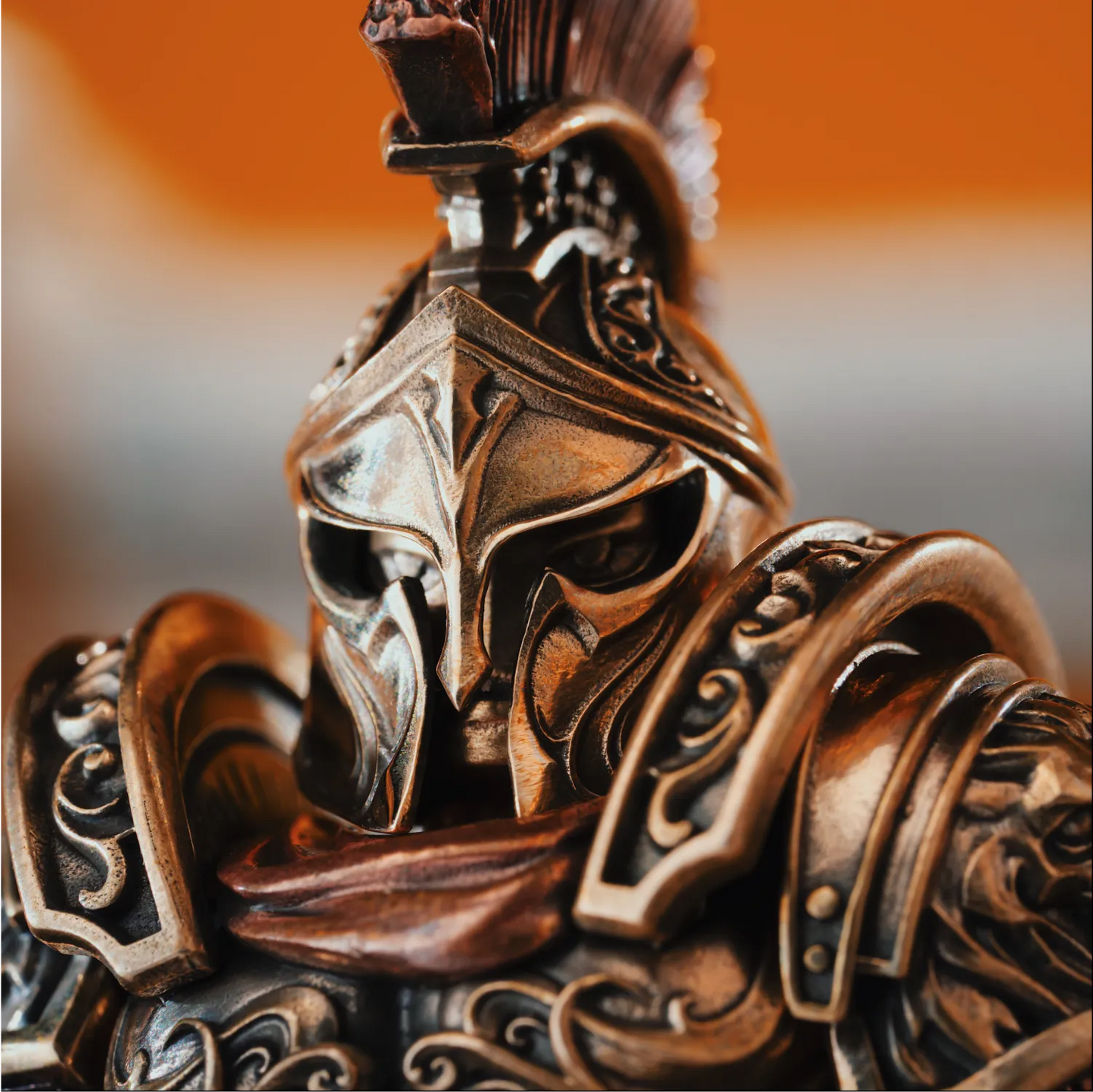 Spartan Warrior Bronze Copper Figurine – Magnetic Desk Decor Detachable Metal Collectible