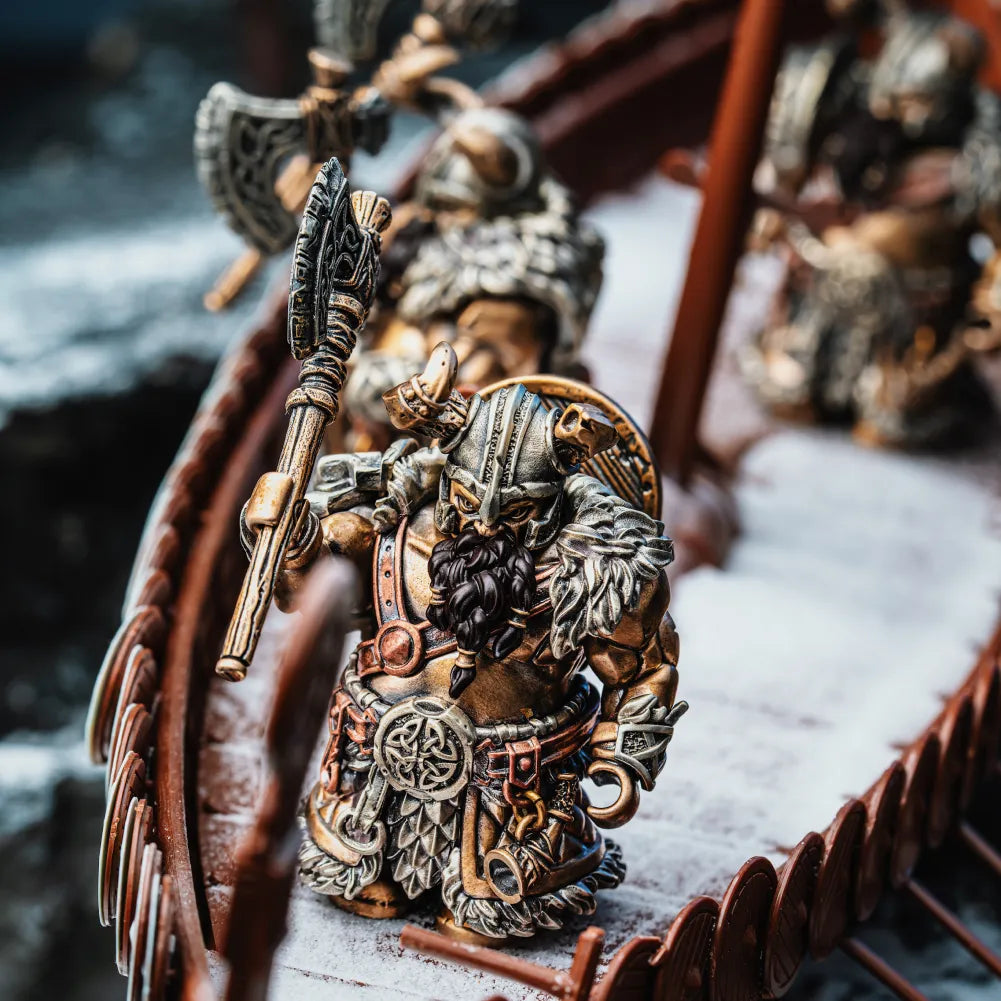 Viking Raider Collectible Figure Detachable Bronze Copper Knight Statue