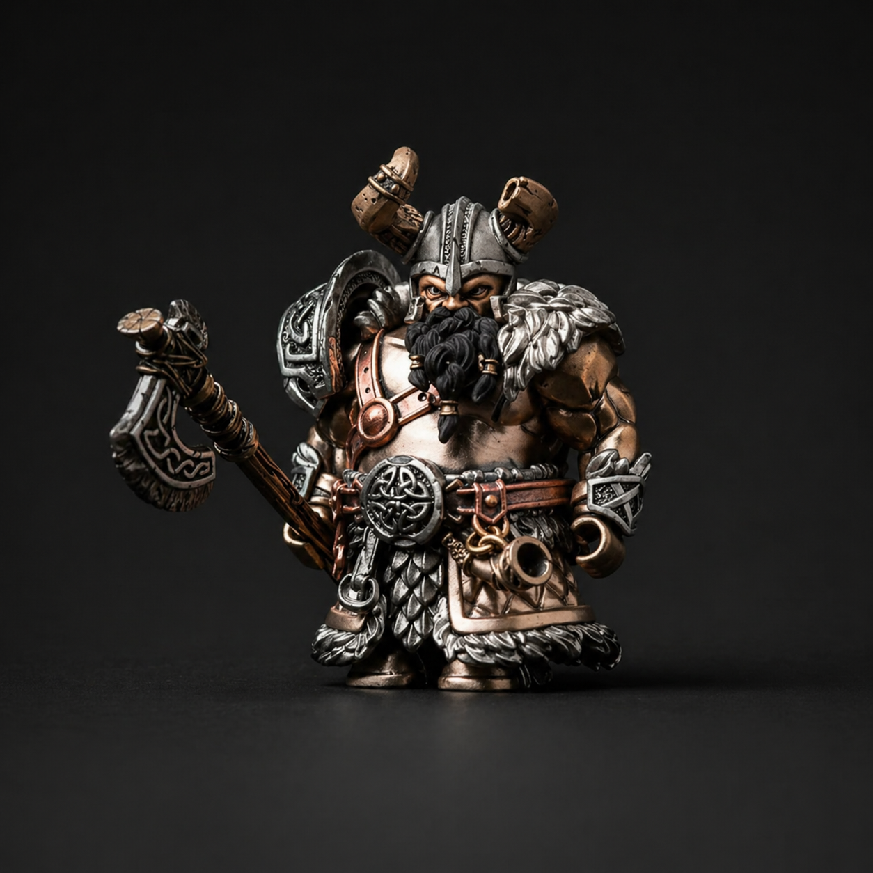 Viking Raider Collectible Figure Detachable Bronze Copper Knight Statue