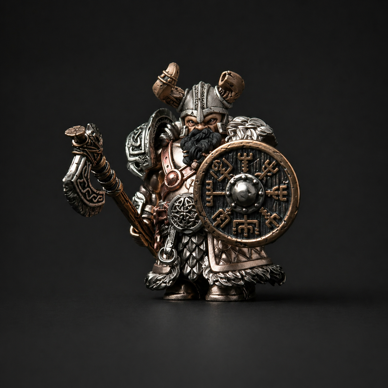 Viking Raider Collectible Figure Detachable Bronze Copper Knight Statue