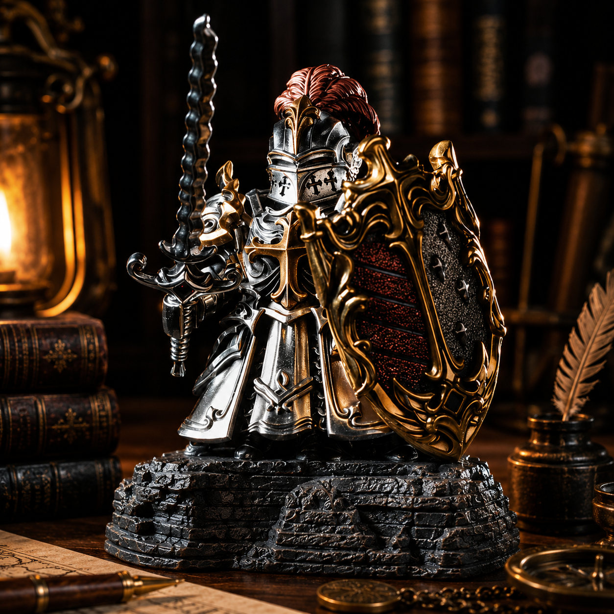 OMYEESE™ Crimson Templar Magnetic Metal Desk Sculpture