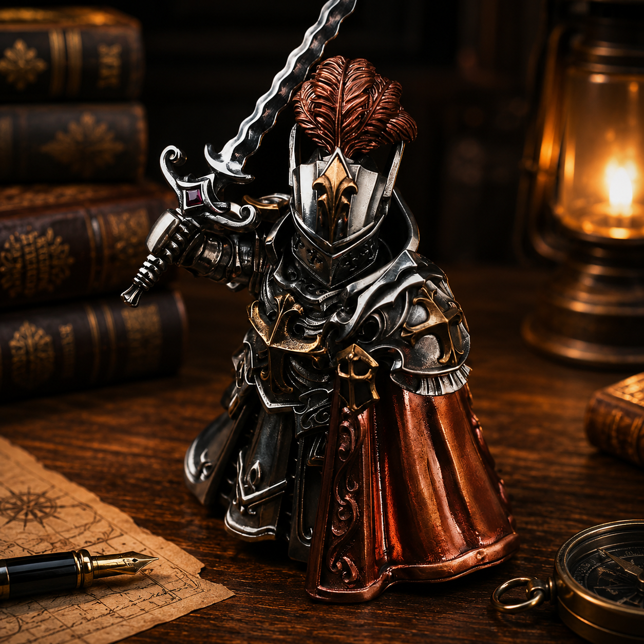 OMYEESE™ Crimson Templar Magnetic Metal Desk Sculpture