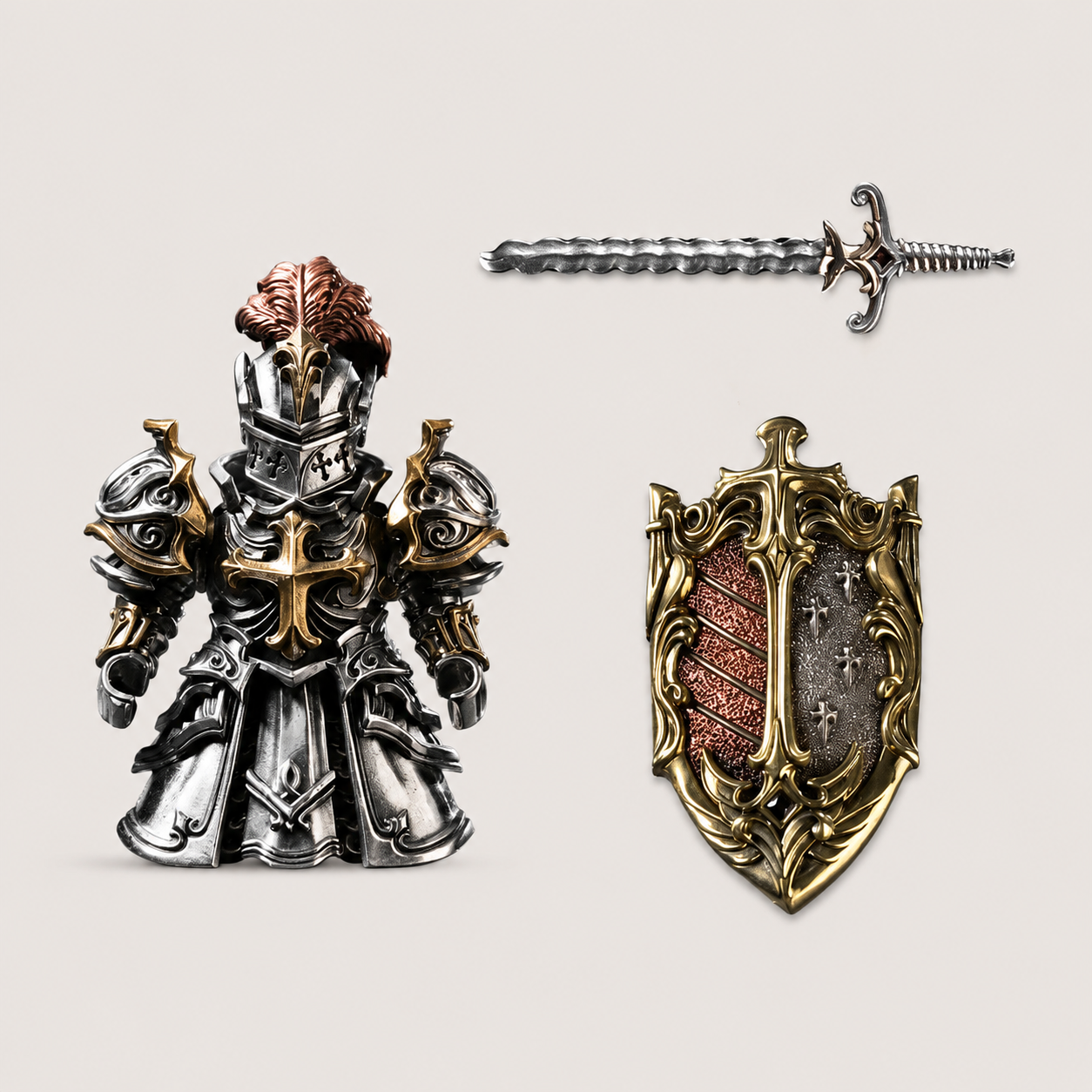 OMYEESE™ Crimson Templar Magnetic Metal Desk Sculpture