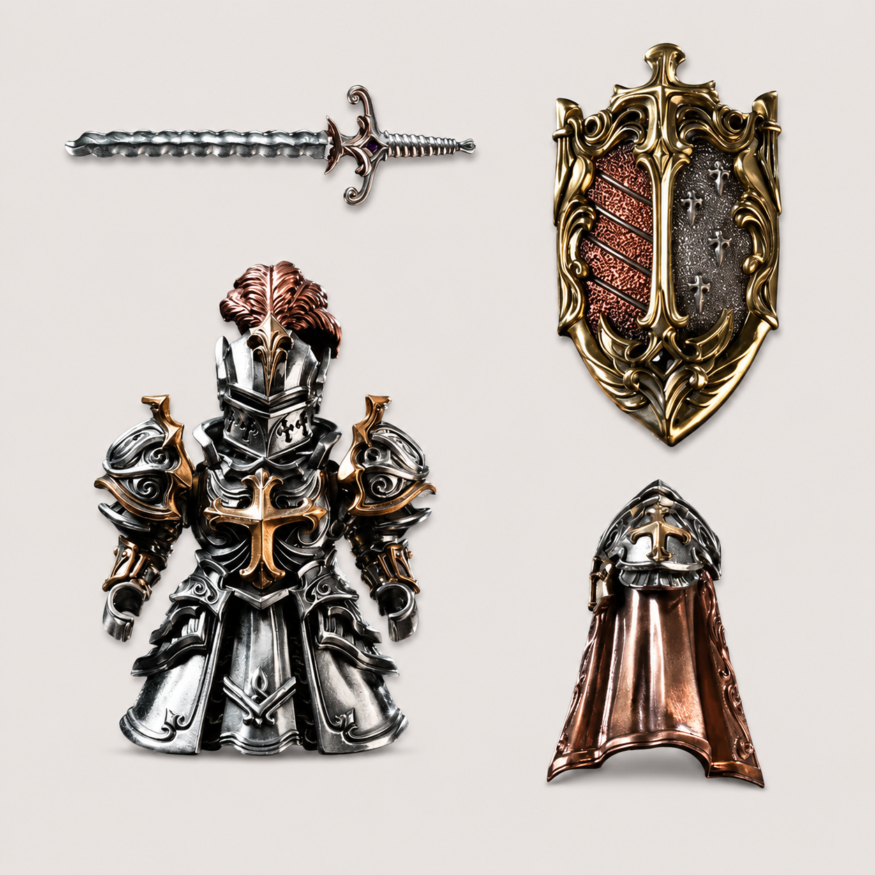 OMYEESE™ Crimson Templar Magnetic Metal Desk Sculpture