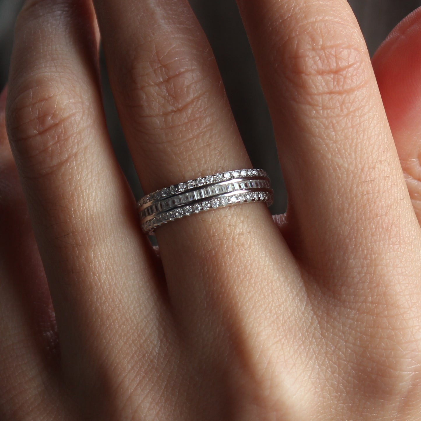 Baguette Pavé Moissanite Band Ring | 18K Gold Plated Sterling Silver