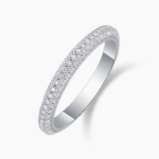 micro pavé moissanite band ring in 18k gold plated sterling silver
