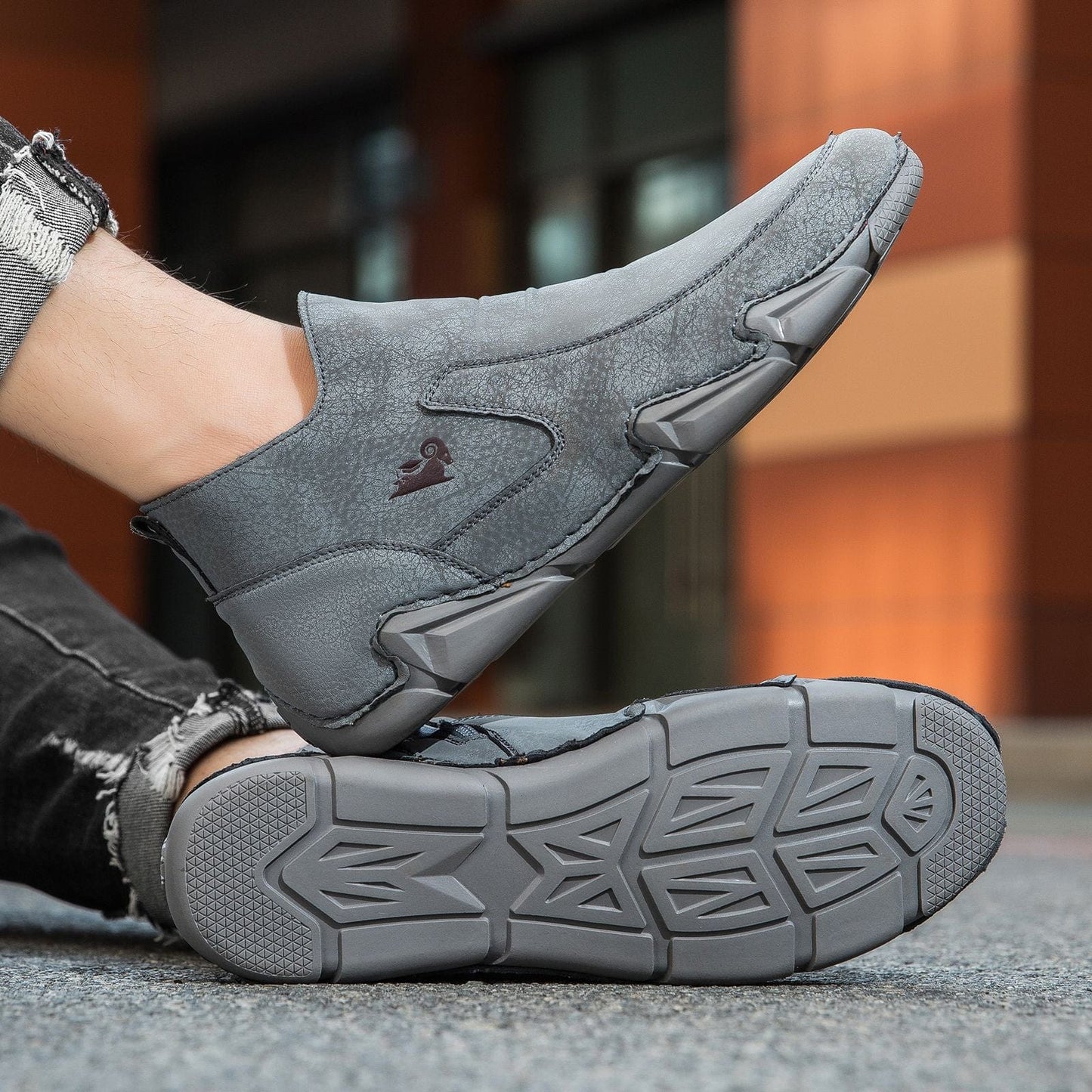 Men's Leather Outdoor Shoes Comfortable, Durable, and Stylish Slip-On Design for All Activities