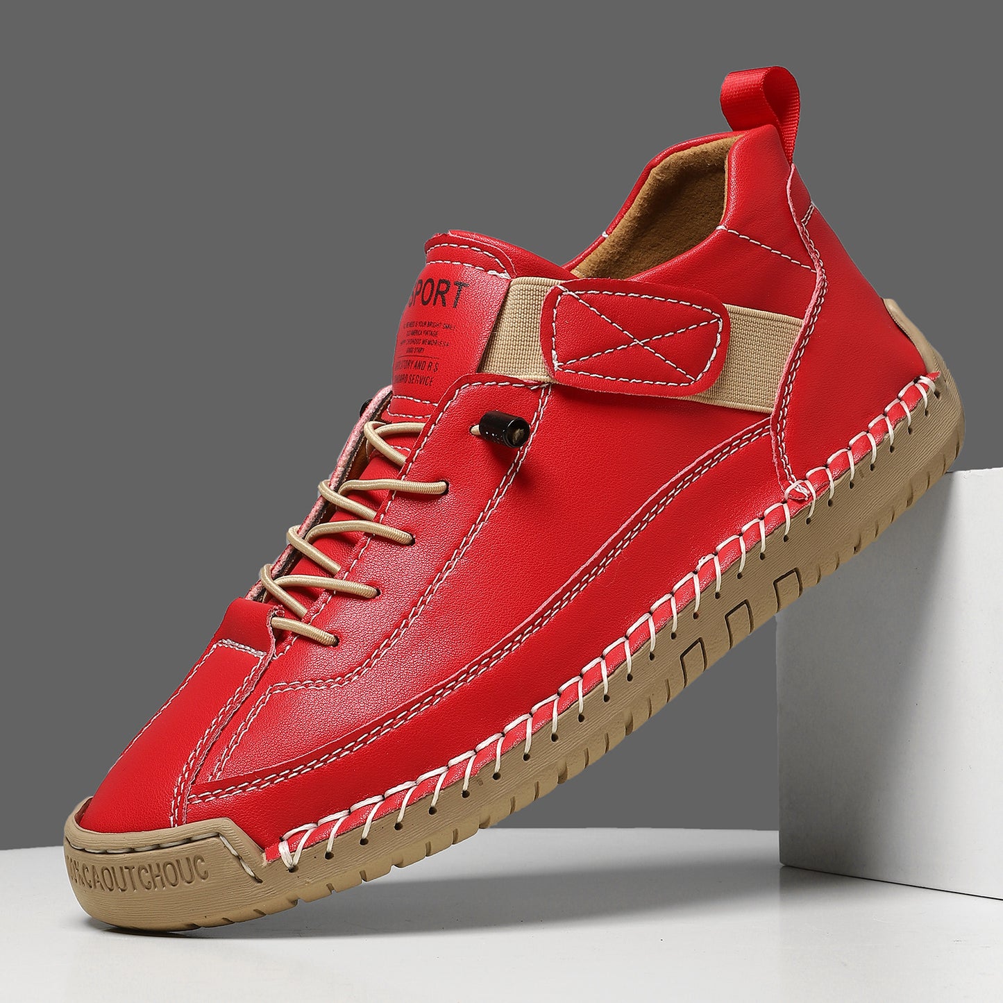 Men’s Flexible Leather Casual Shoes – Soft Sole, Hand-Stitched Outdoor Walking Sneakers, Slip-On Comfort Driving Loafers