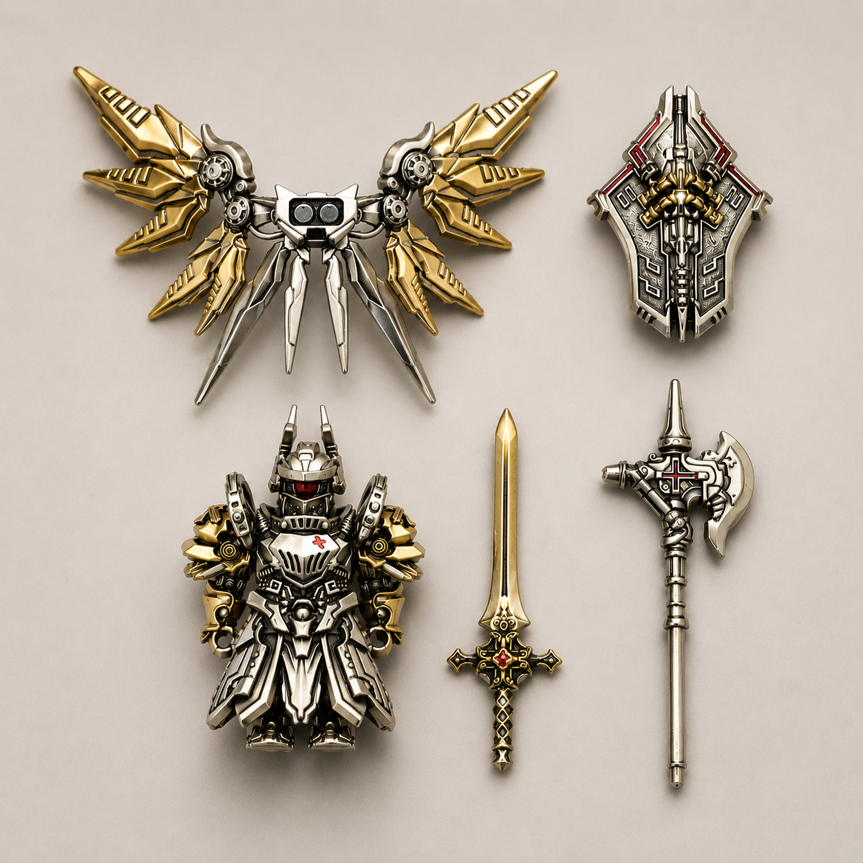 OMYEESE™ Mech Justicar Magnetic Metal Desk Sculpture