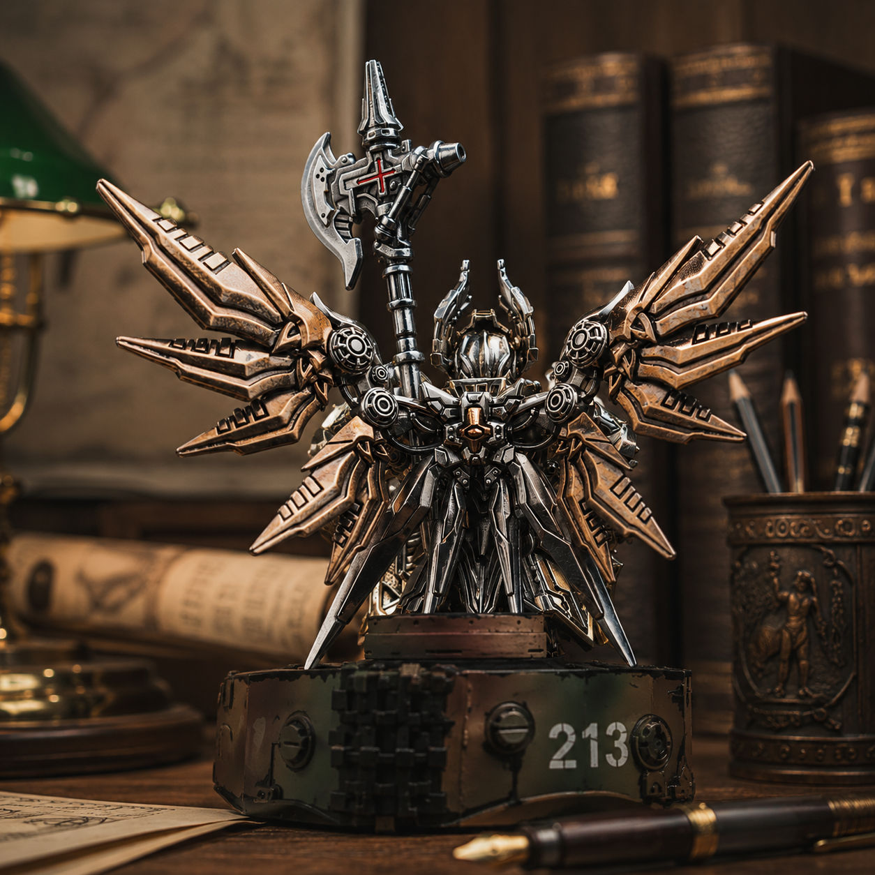 OMYEESE™ Mech Justicar Magnetic Metal Desk Sculpture