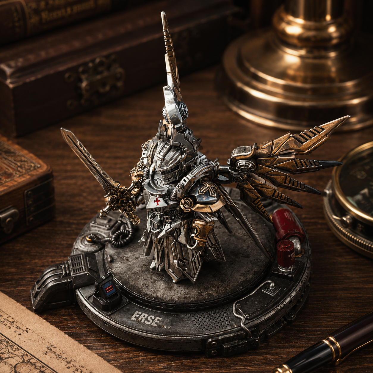 OMYEESE™ Mech Justicar Magnetic Metal Desk Sculpture