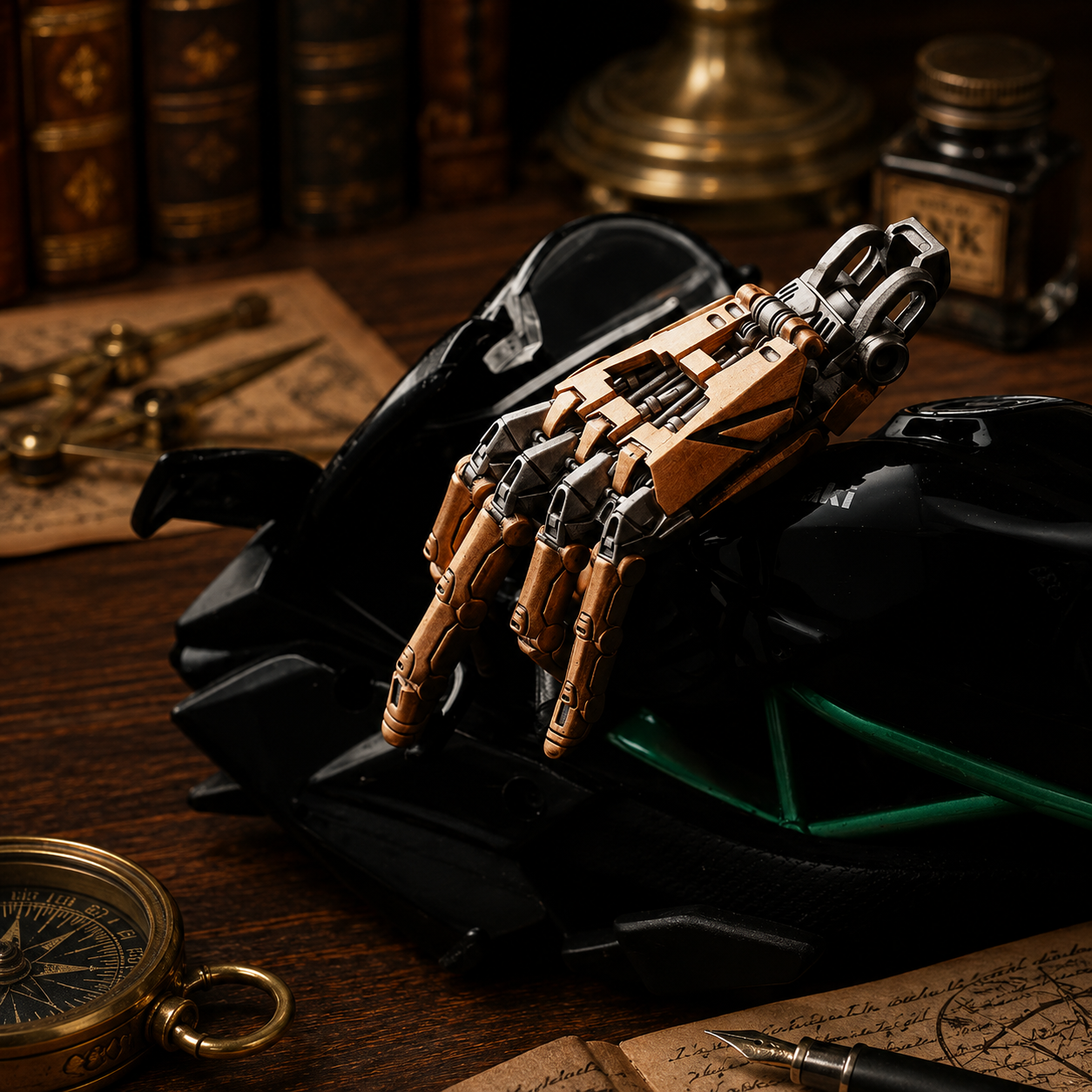 OMYEESE™ Mechanical Hand Metal Desk Sculpture
