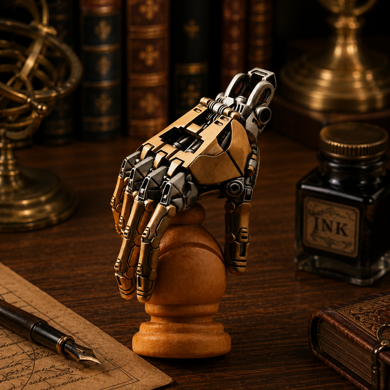 OMYEESE™ Mechanical Hand Metal Desk Sculpture