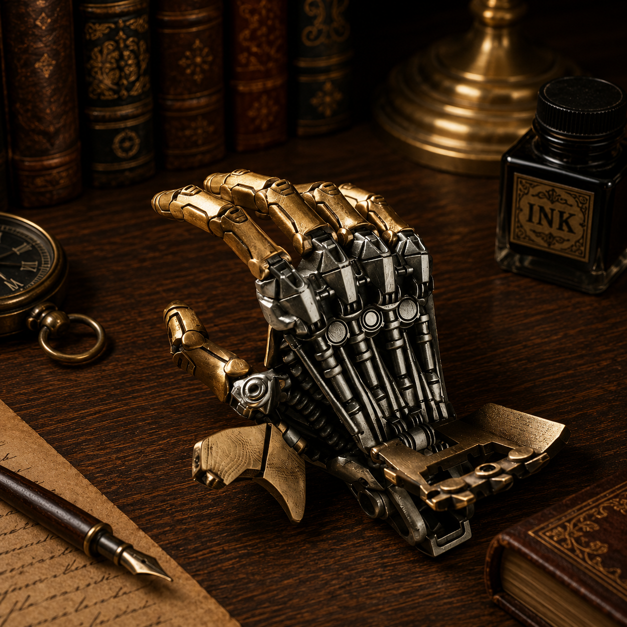 OMYEESE™ Mechanical Hand Metal Desk Sculpture
