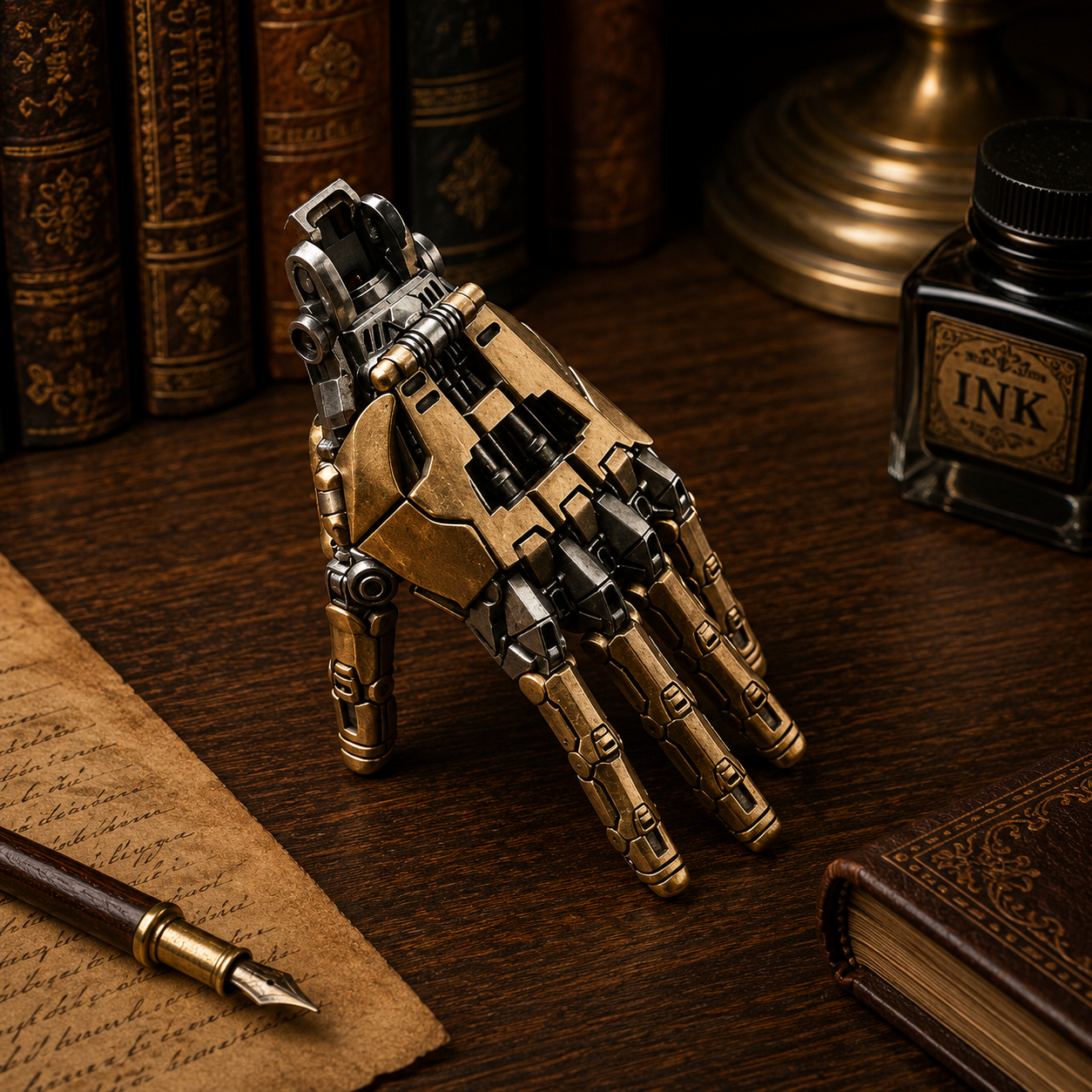 OMYEESE™ Mechanical Hand Metal Desk Sculpture