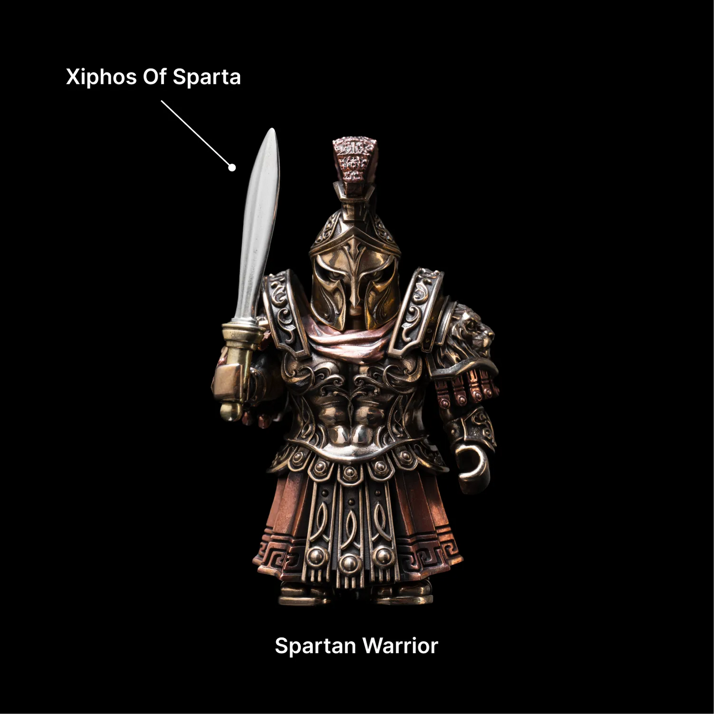 Spartan Warrior Bronze Copper Figurine – Magnetic Desk Decor Detachable Metal Collectible