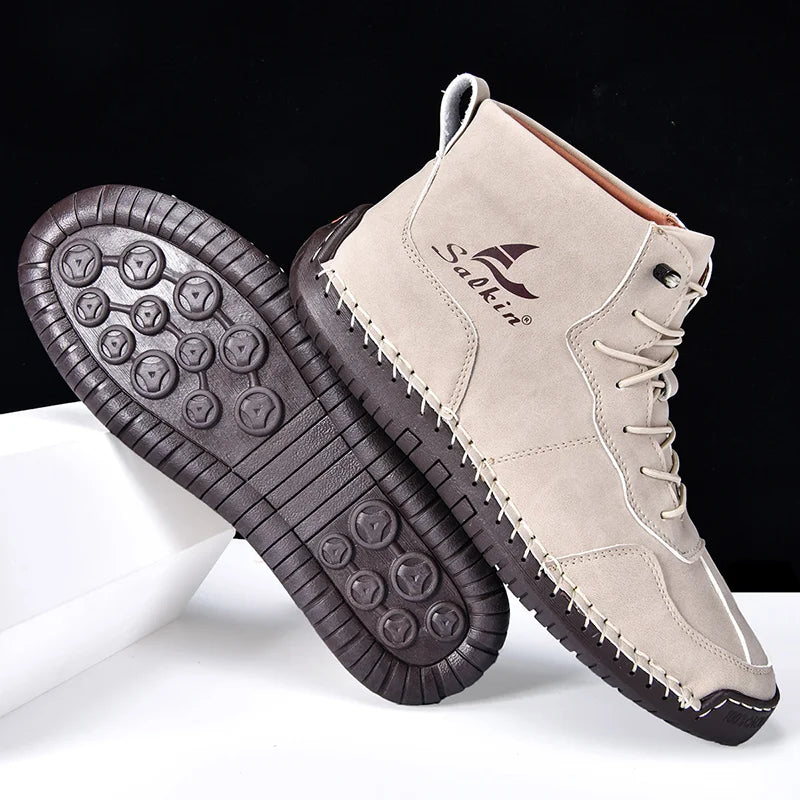 Men's Leather Boots – Waterproof, Comfortable & Arch Support Work Shoes