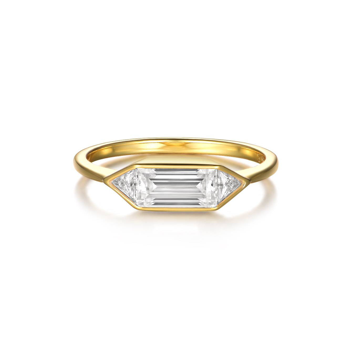 Arden emerald bezel moissanite ring in 18K gold plated sterling silver