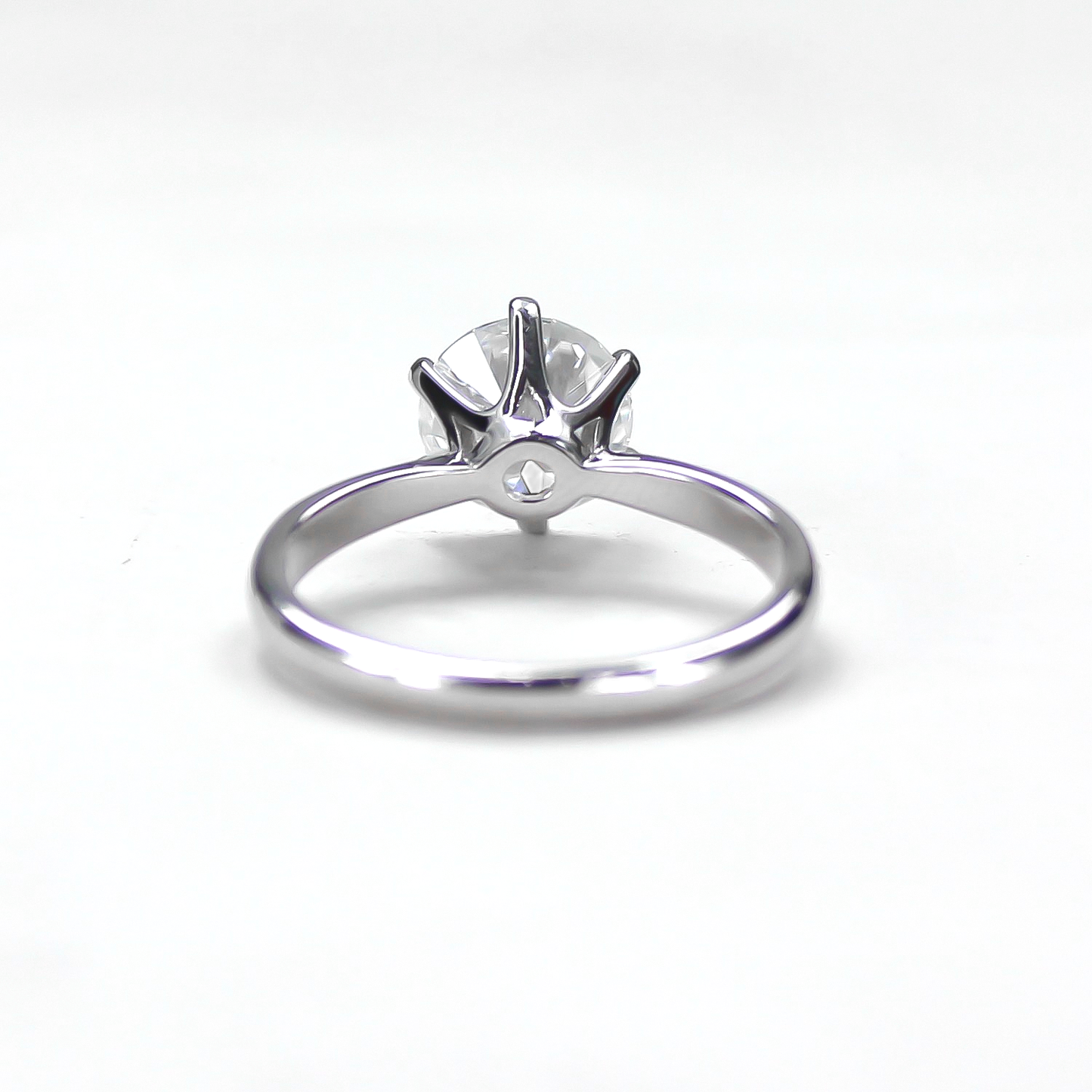 aurelia moissanite ring back view band detail on white background
