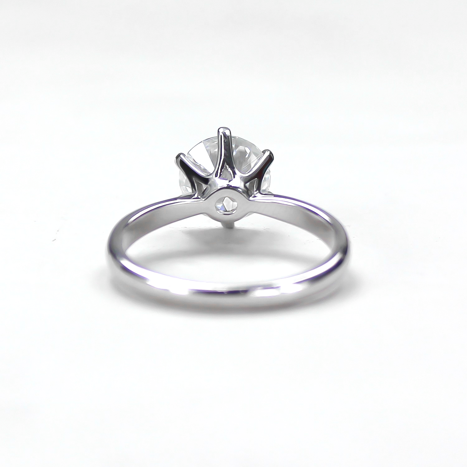 aurelia moissanite ring back view band detail on white background
