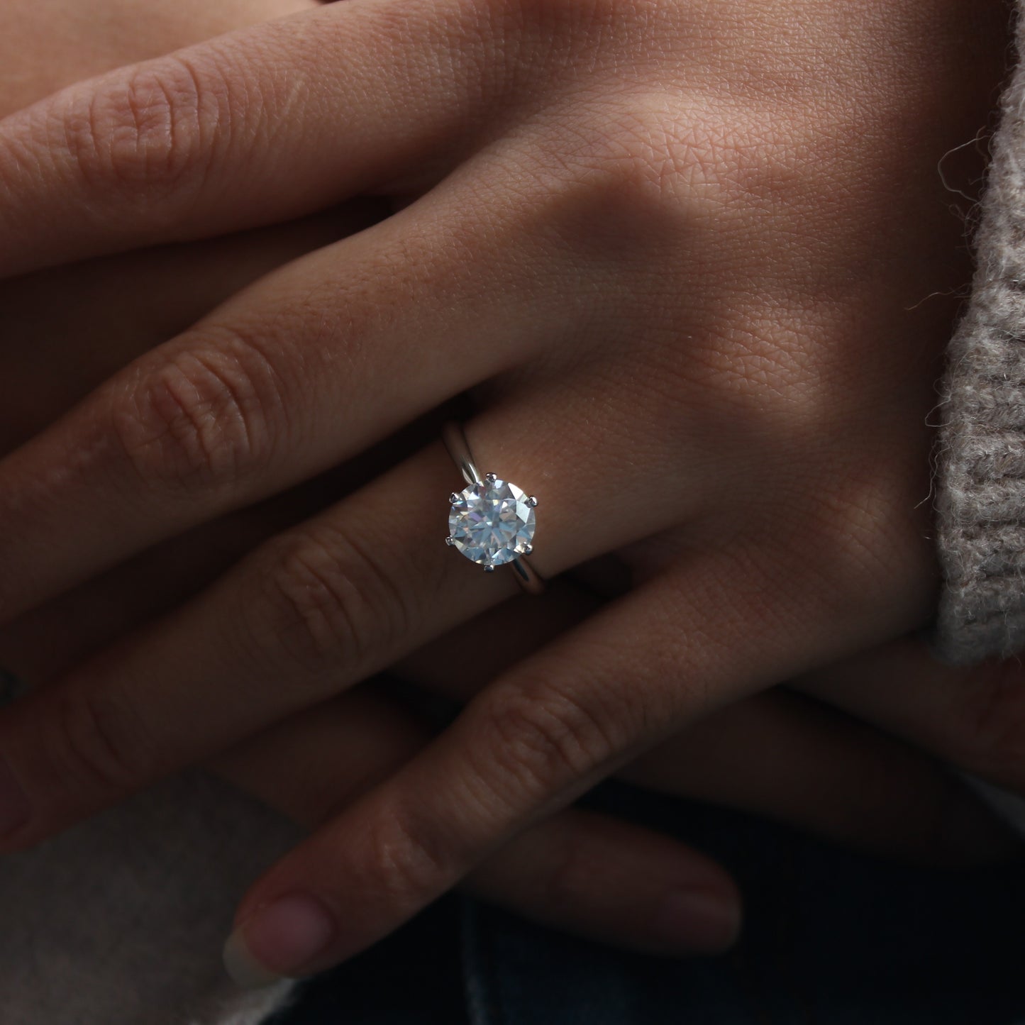 aurelia moissanite ring elegant everyday wear on hand
