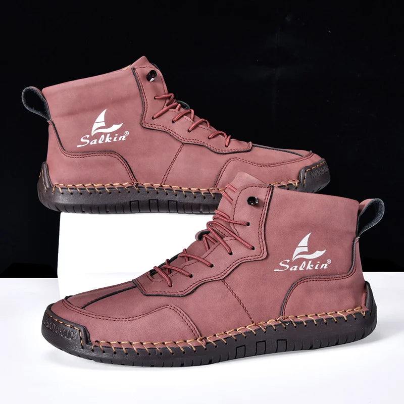 Men's Leather Boots – Waterproof, Comfortable & Arch Support Work Shoes