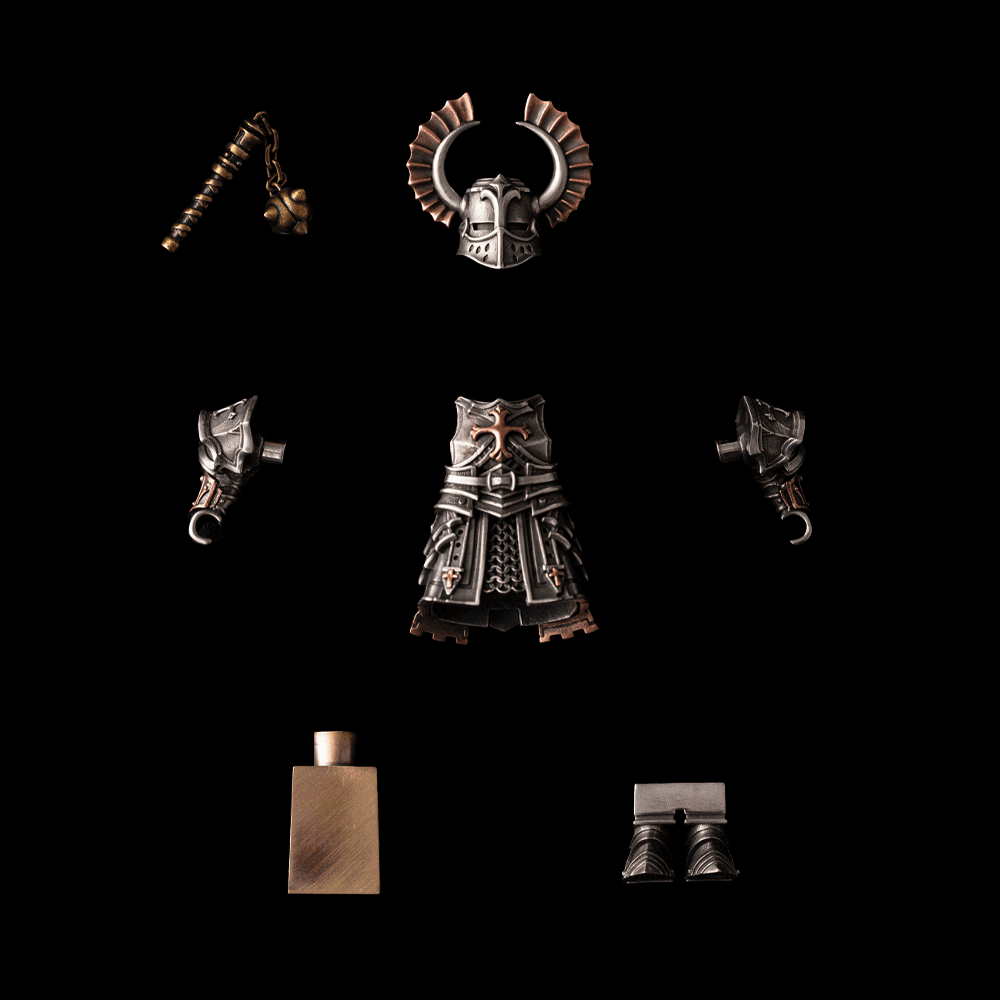 Crusader bronze Collectible Figurine – Magnetic Detachable Accessories Set