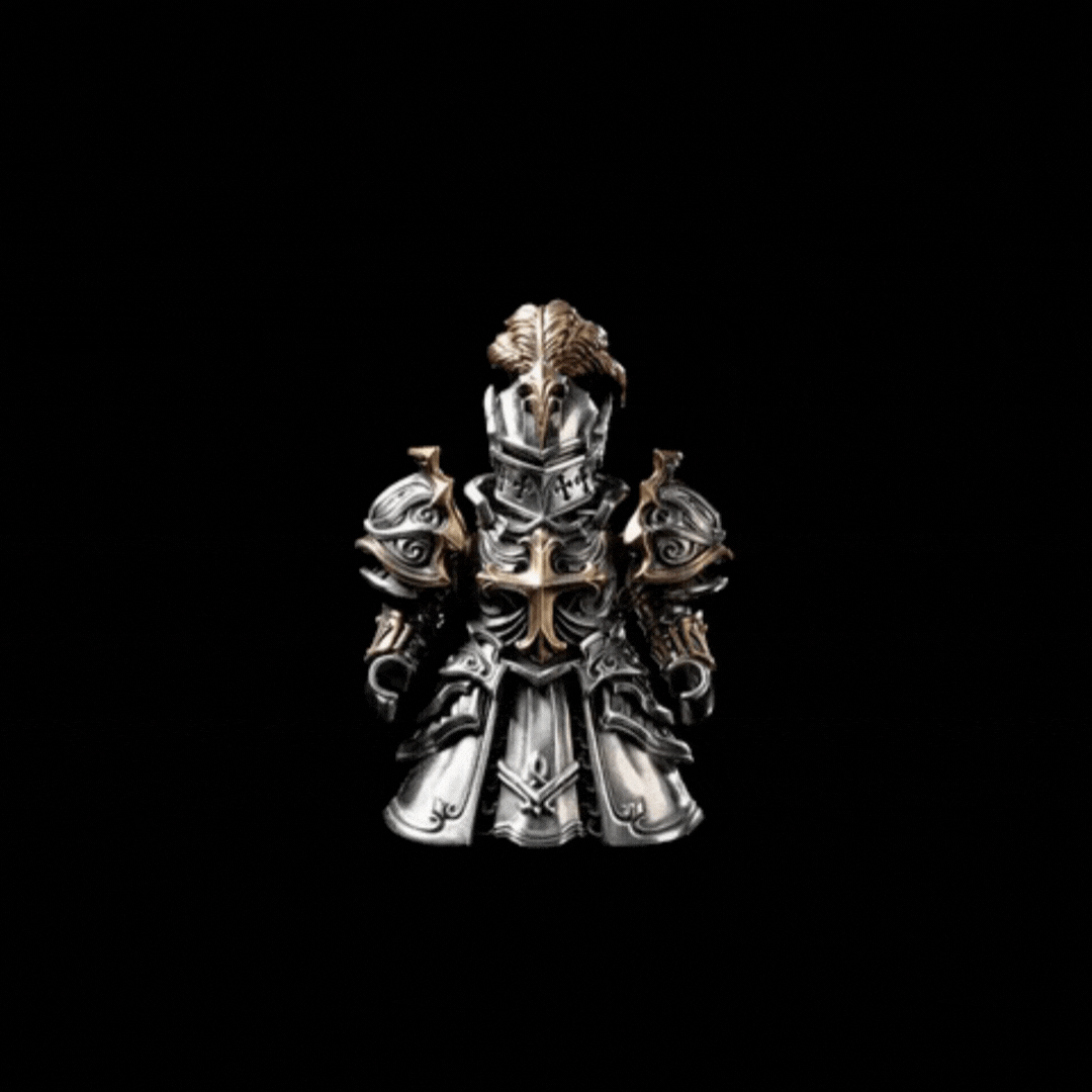 Crimson Templar Collectible Figure Detachable Bronze Copper Knight Statue with Sword Shield Cape Wings Medieval Fantasy