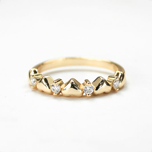 Celestia chevron pavé moissanite band in 18K gold plated sterling silver on white background