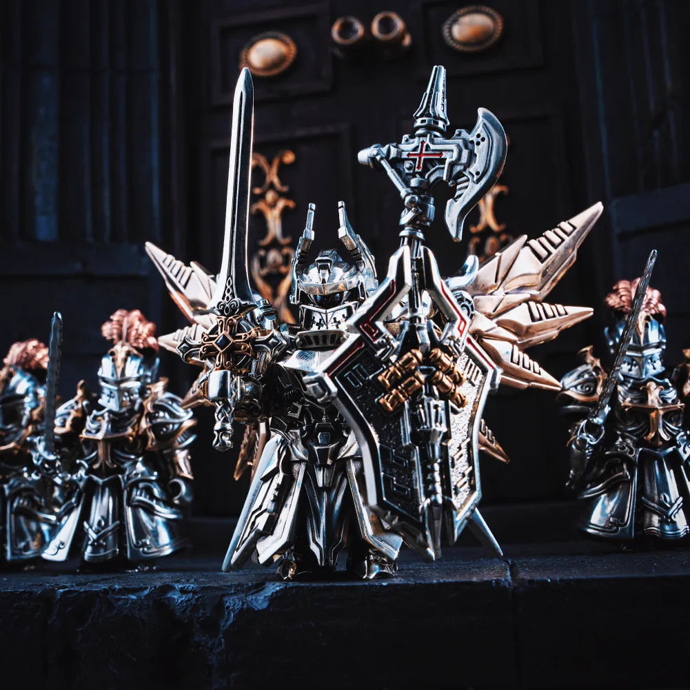 Mech Justicar Magnetic Detachable Medieval Bronze Knight Figurine – Mini Armor Warrior Collectible Statue