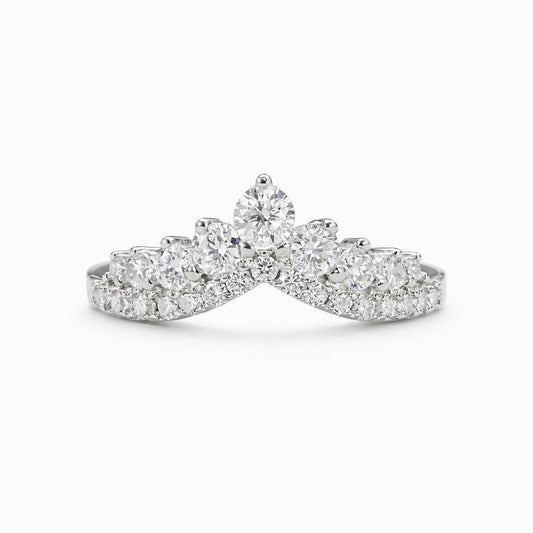 Double row moissanite pavé curved band in 18K gold plated sterling silver on white background