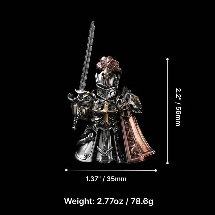 Crimson Templar Collectible Figure Detachable Bronze Copper Knight Statue with Sword Shield Cape Wings Medieval Fantasy