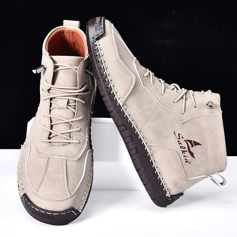 Men's Leather Boots – Waterproof, Comfortable & Arch Support Work Shoes