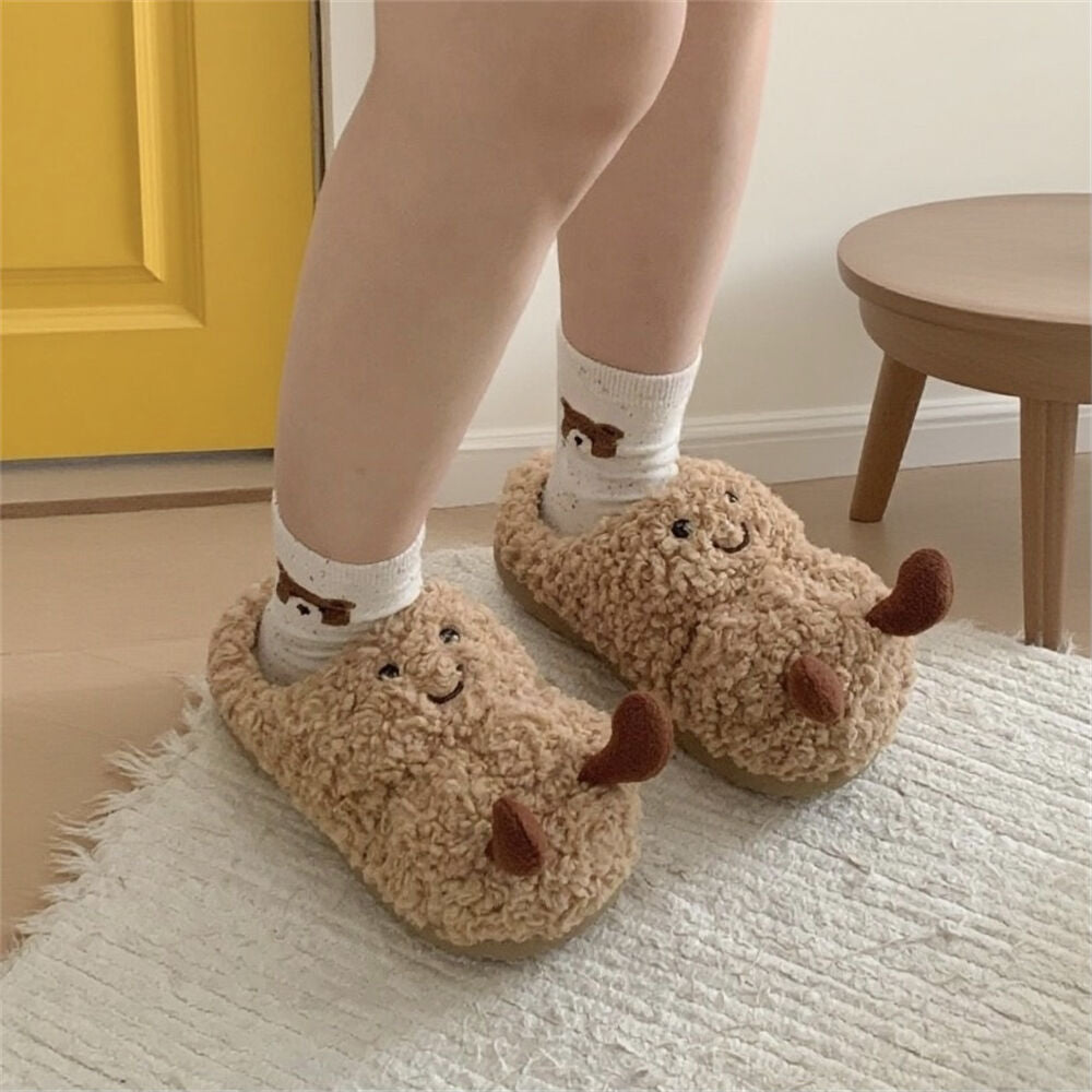 Winter Warm Fluffy Fuzzy Scuff Slippers Soft Comfy Memory Foam Non-slip Indoor House Shoes