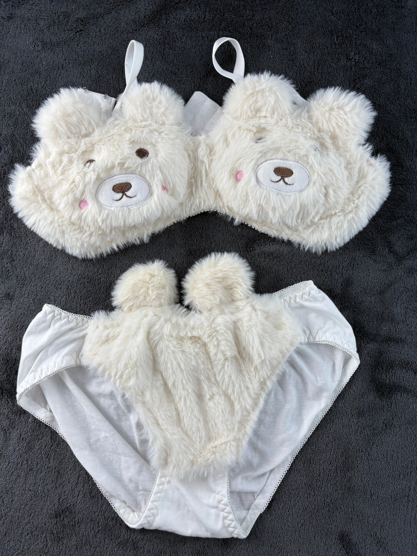 Cute White Bear Plushy Set 2-Pieces Lingerie Set