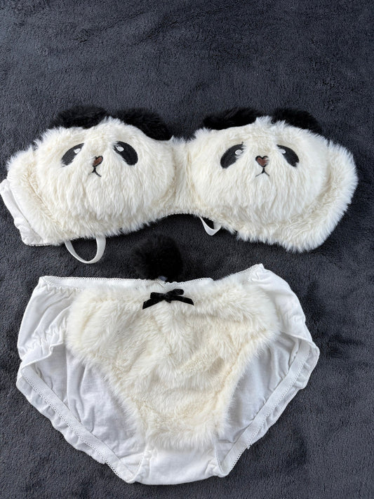 Cute Panda Plushy Set 2-Pieces Lingerie Set