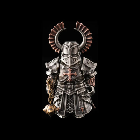 Crusader Figurine Detachable Bronze Bull-Helm Knight Statue Set