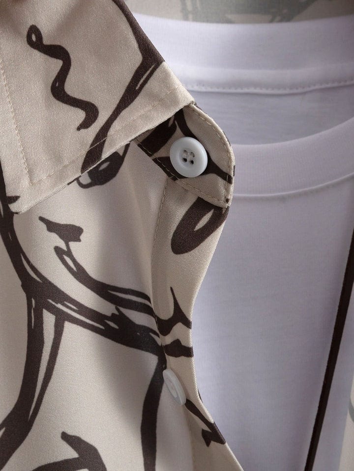 Smiley Print Button Up Shirt
