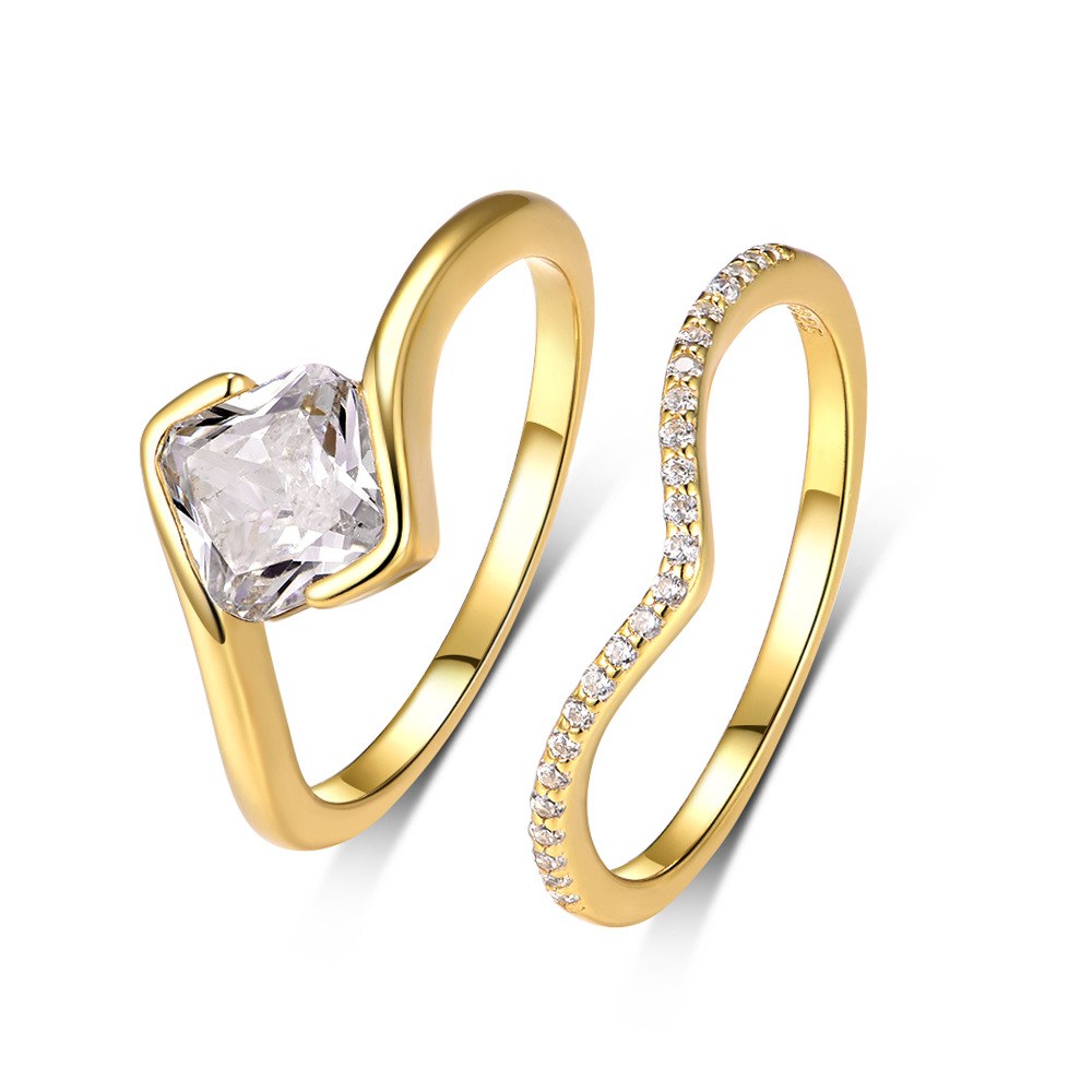 Liora duo moissanite ring set gold plated separated bands