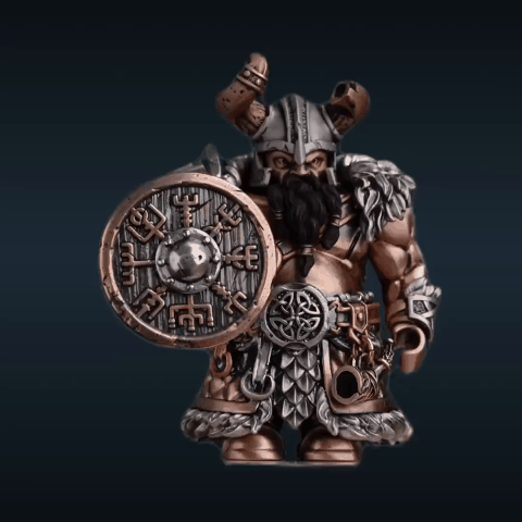 Viking Raider Collectible Figure Detachable Bronze Copper Knight Statue